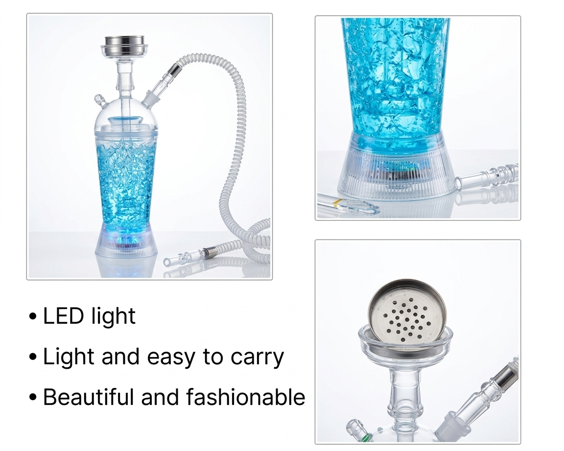 HOOKAHLUX Premium Portable LED Acrylic Hookah
